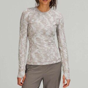 Lululemon Its Rulu Run Long Sleeve - 6 Data Rush Mini Jacquard White Opal Rover